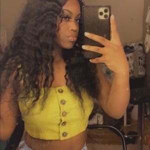 Green button down crop top